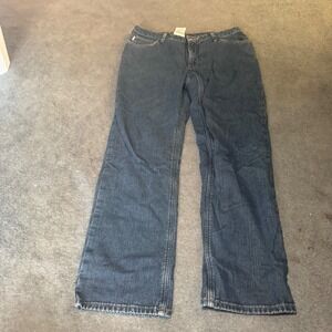 Carhartt Flannel Lined Jeans Womens 12x32 Relaxed Fit Plaid Denim WB022 ADT Blue